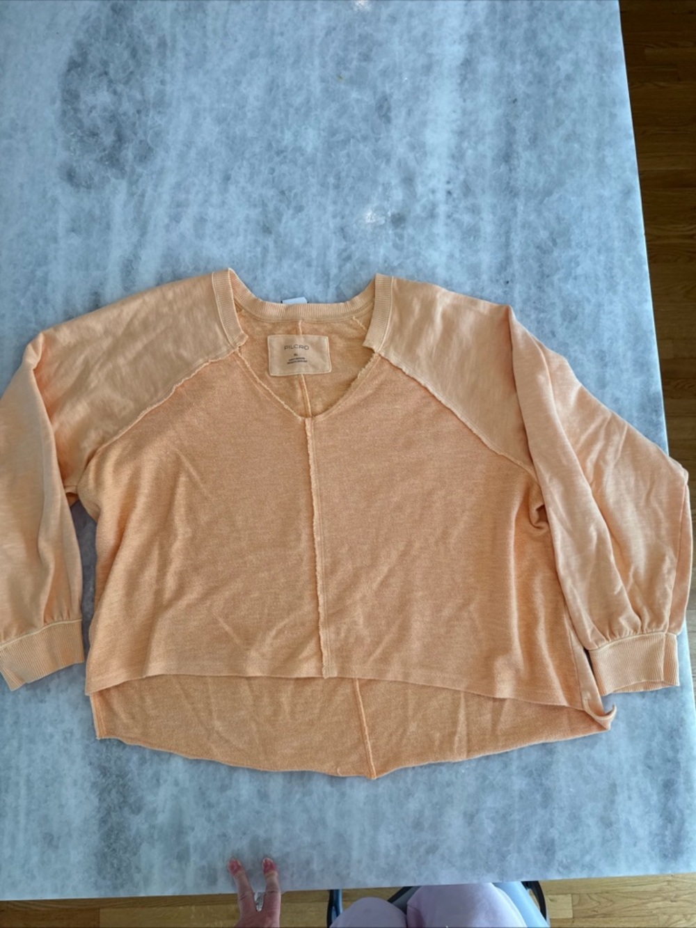 Anthropologie orange Raglan V-Neck Lightweight sweatshirt